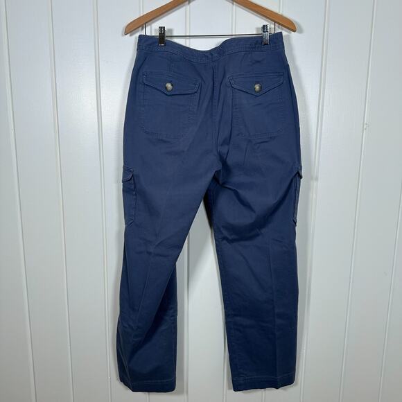 L.L. Bean Pants Women’s 12 Blue Gray Favorite Fit Cargo Utility Pockets Outdoors - Picture 2 of 9